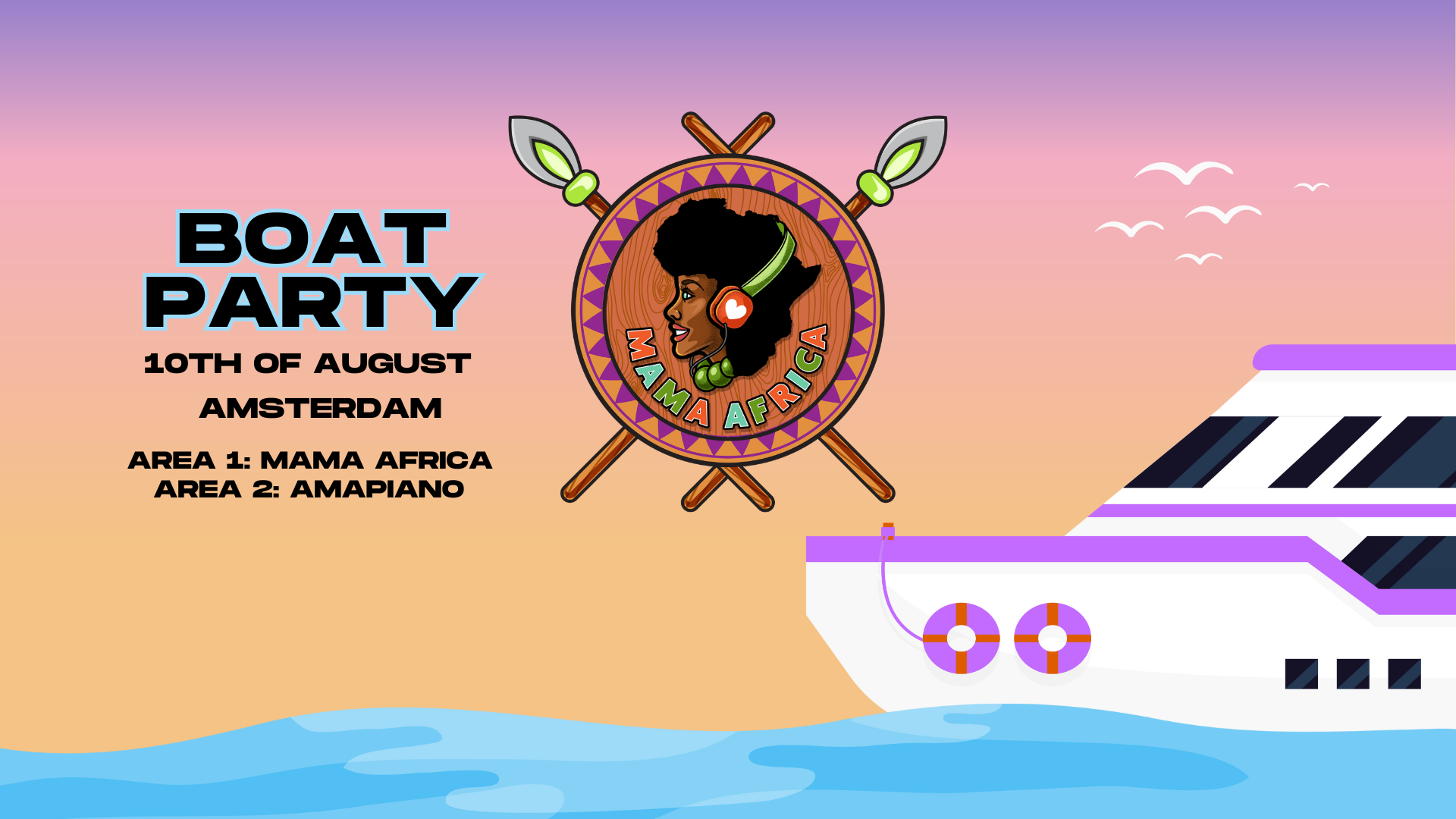Mama Africa | Amsterdam | Boat Party on 10 Aug 2025 at Ruijterkade 14, Amsterdam